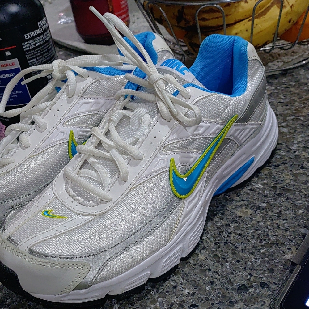 Nike White and Blue Athletic Shoes